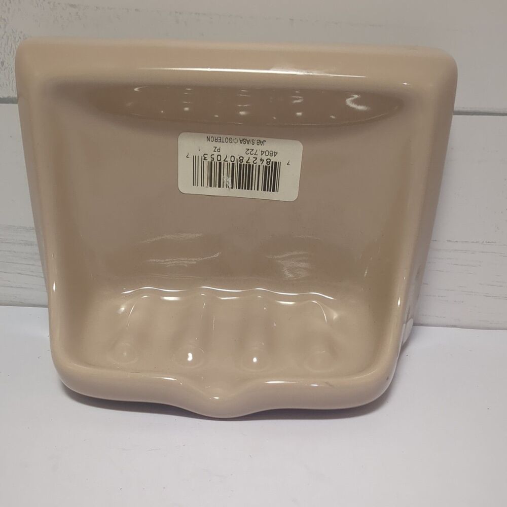 New Olmos Fawn Beige Ceramic Soap Dish Tray Holder Shower Classic Color Retro